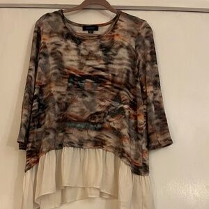 Karen Kane LS Tie Dye Mauve & Blue Top size Large